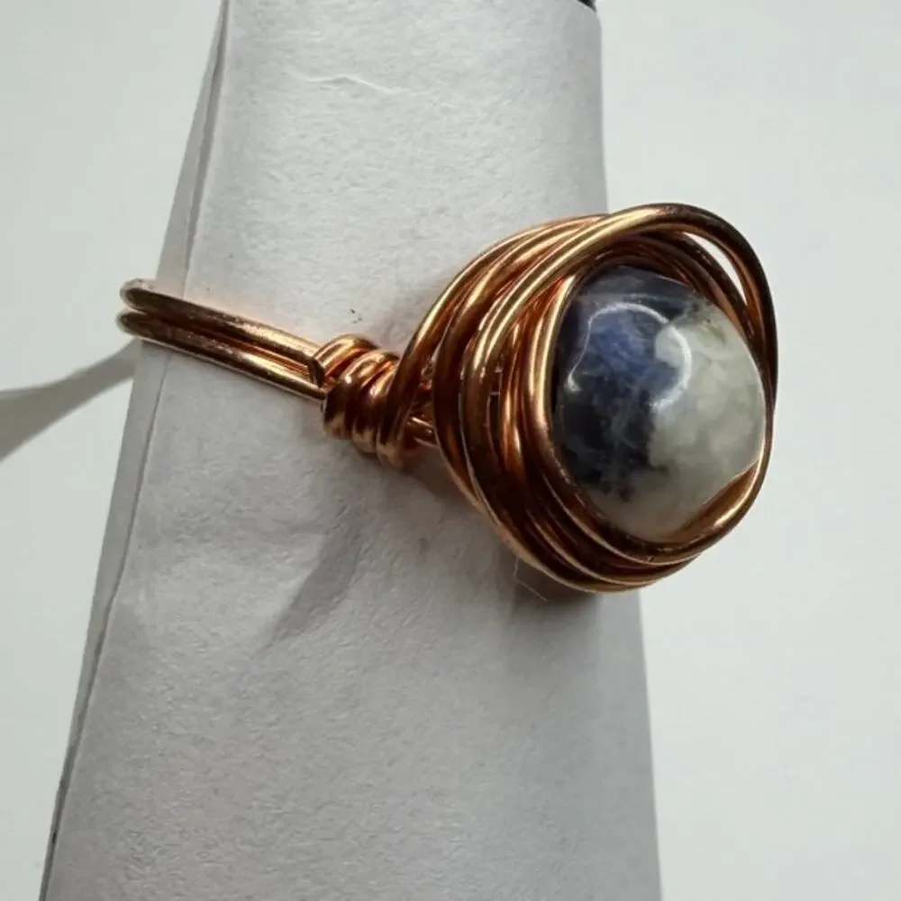 Sodalite copper ring handmade